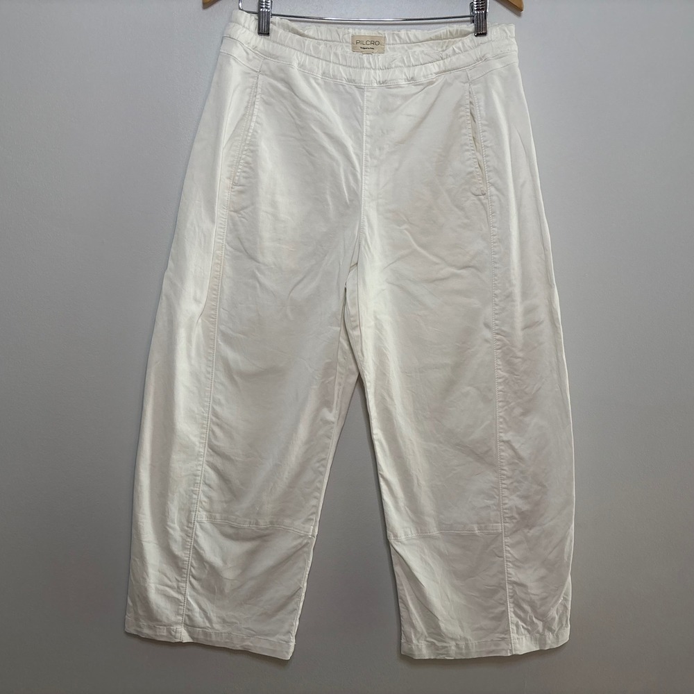 Anthropologie Pilcro Pull-On Barrel Trouser Pants Women M White Resort Minimal